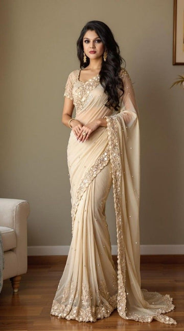 Work White Saree